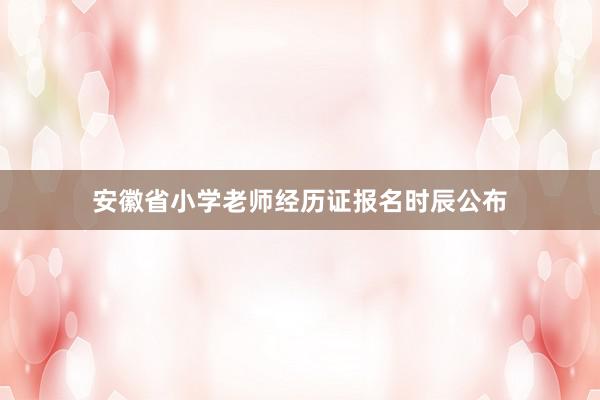 安徽省小学老师经历证报名时辰公布