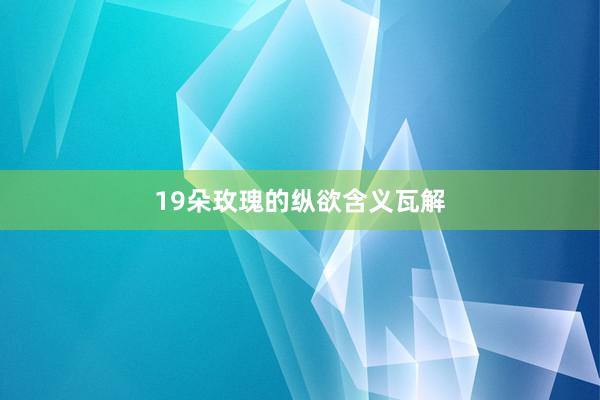 19朵玫瑰的纵欲含义瓦解